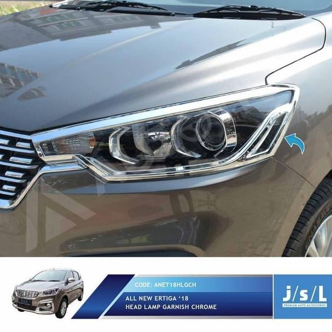 Garnish Headlamp Cover Lampu Depan All New Ertiga 2018 Up Chrome & Hitam Doff Aksesoris Mobil JSL
