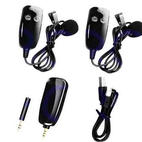 READY Microphone Mic Clip On Wireless Dual UHF 40 - 45 Meter Smartphone DSLR