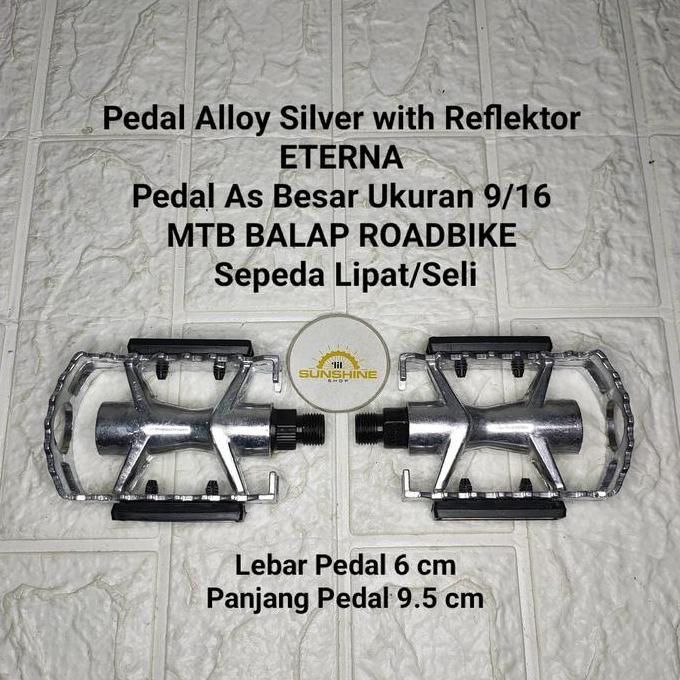 Ready Pedal Alloy ETERNA Silver As Besar 9/16 Untuk Crank Gir Tengah As BB Kotak Dan HT2 Model Jadul