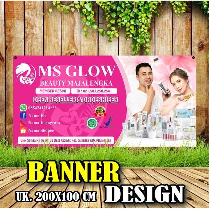 Ready  Banner Spanduk Ms Glow Pink, Skincare Ms Glow Warna Pink