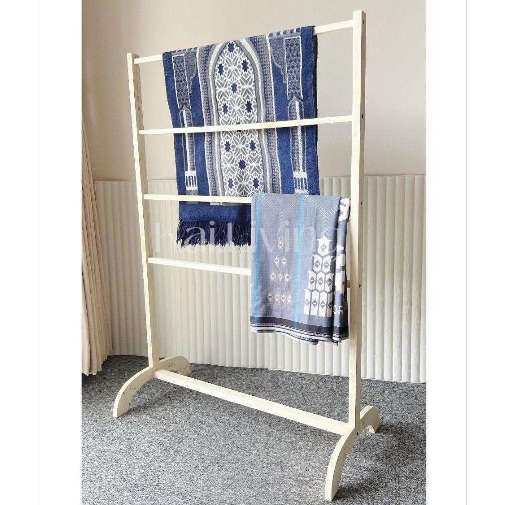 Viral  Kai Living - Rak Mukena Sajadah / Rak Hijab / Rak Baju / Rak Kayu Serbaguna