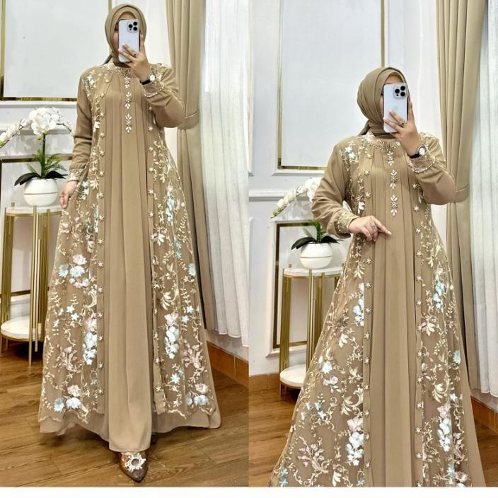 Best Sale Gamis Pesta Mewah Elegan Misela Drses Bo Size M L Xl Xxl Xxxl Ld 100-130 Cm Pb 140 Cm Baha
