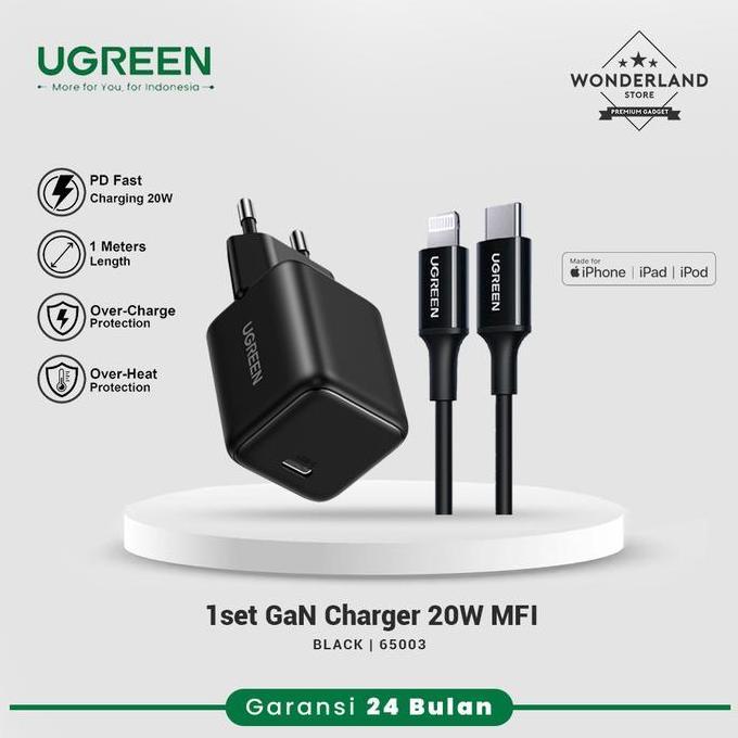 Ugreen PD Fast Charger Set 20w+USB-C to Lightning Cable MFI CD137