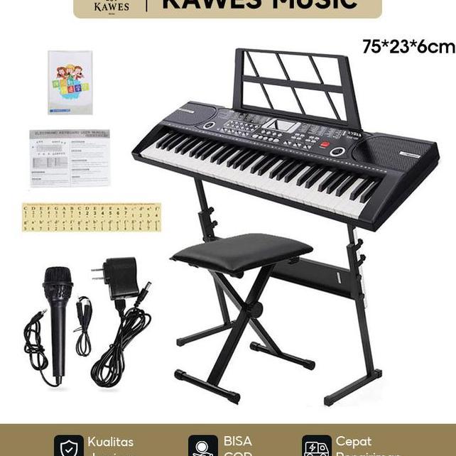 Kawes Bd612 Keyboard Piano 61 Kunci Keyboard Elektronik Pemula Keyboard Musik Dital Portable Instrum