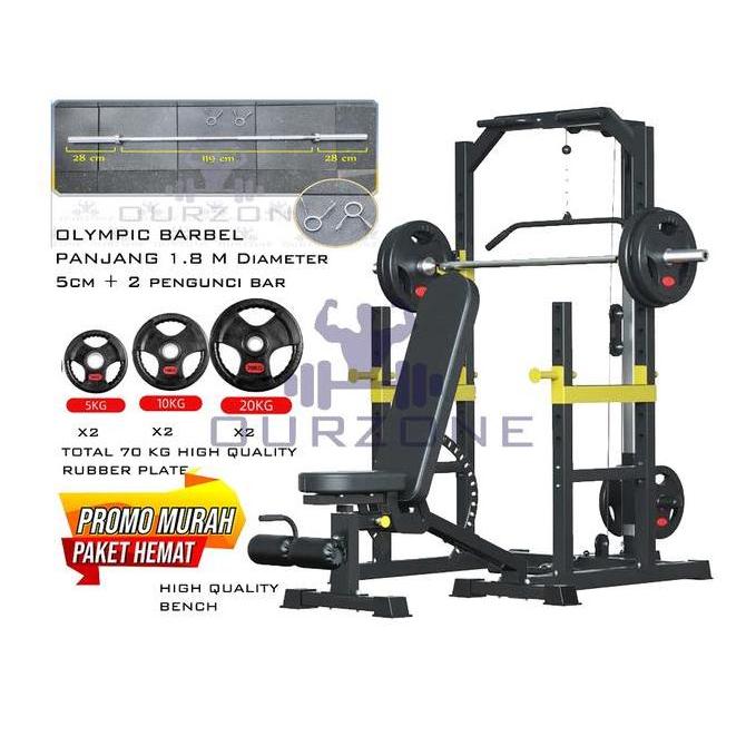Home Gym Ourzone Paket Power Rack Squat Bench Press Rack Set