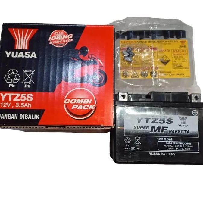 HARGA DISC - Accu Kering YUASA YTZ5S Untuk motor Suprax125, Karisma, Mio j, Beat, Spin, Vario Motorc
