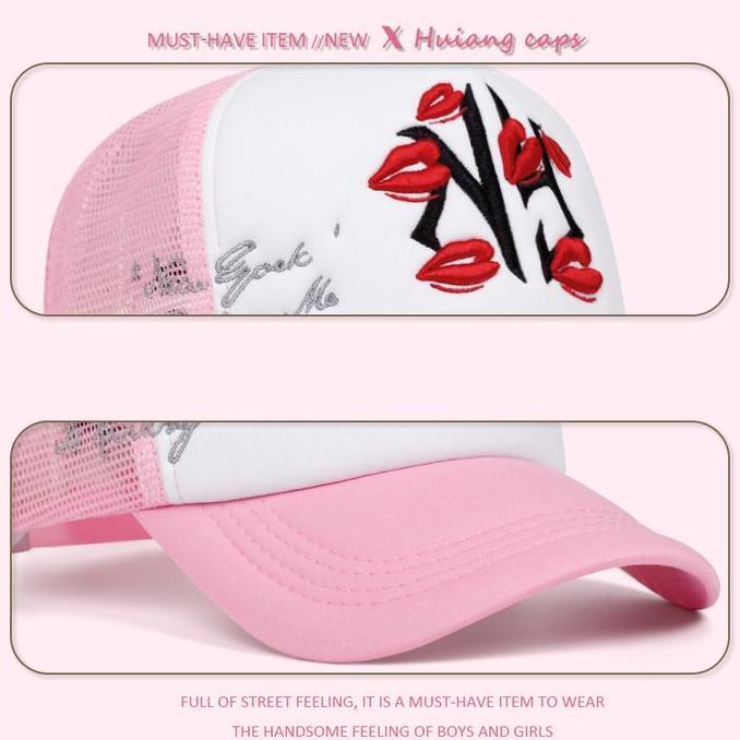 New Topi baseball NY Bibir merah Embroidery Original topi truckerHat Cap Casual Distro Fashion Pria 