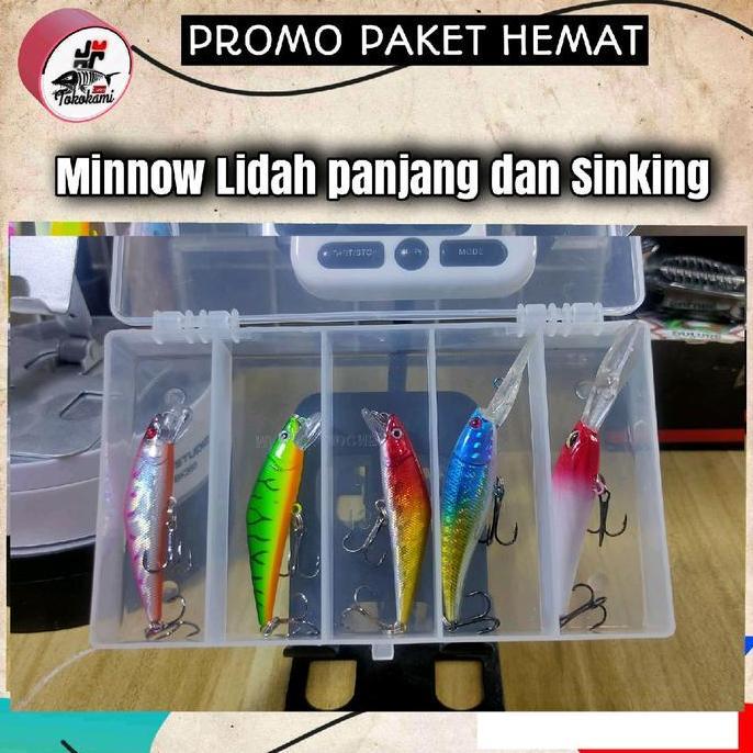 Lure minnow lidah panjang + Sinking Free Box