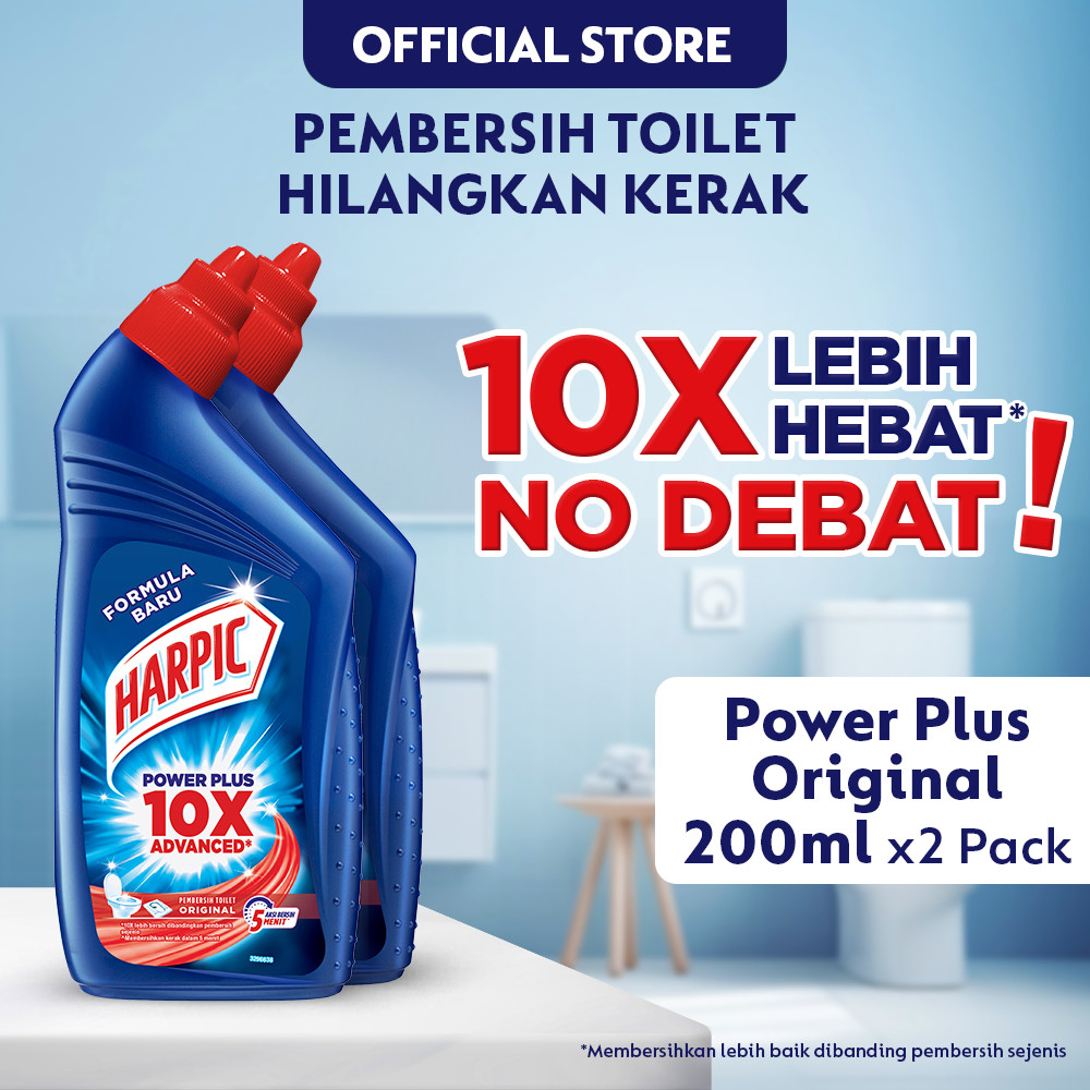 Harpic Powerplus 10X Advanced (2 pcs) - 200ml (Pembersih Toilet & Kamar Mandi Cair Untuk Menghilangk
