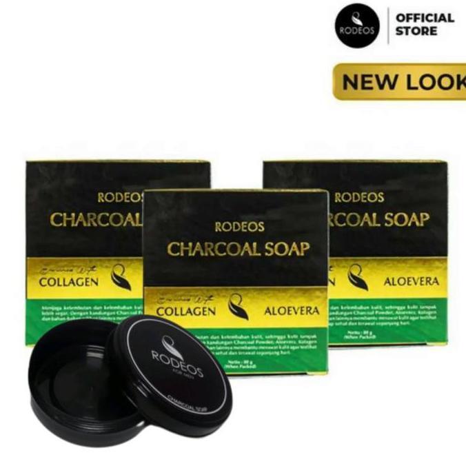 Rodeos Men Paket 3 Charcoal Soap + Soap Case