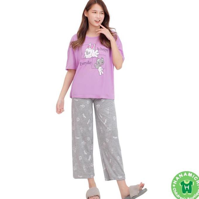 HEMAT BANGET - Kiminori CARLINE Setelan Baju Tidur Anak Perempuan ABG Tanggung Lengan Pendek Warna P