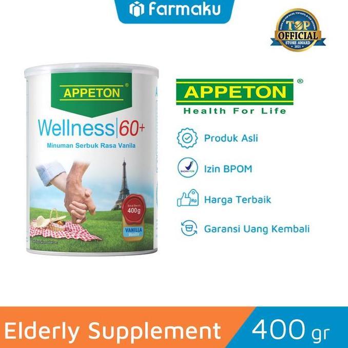 Appeton 60+ Susu Kesehatan Lansia / Orang Tua Rasa Vanila 400 gr
