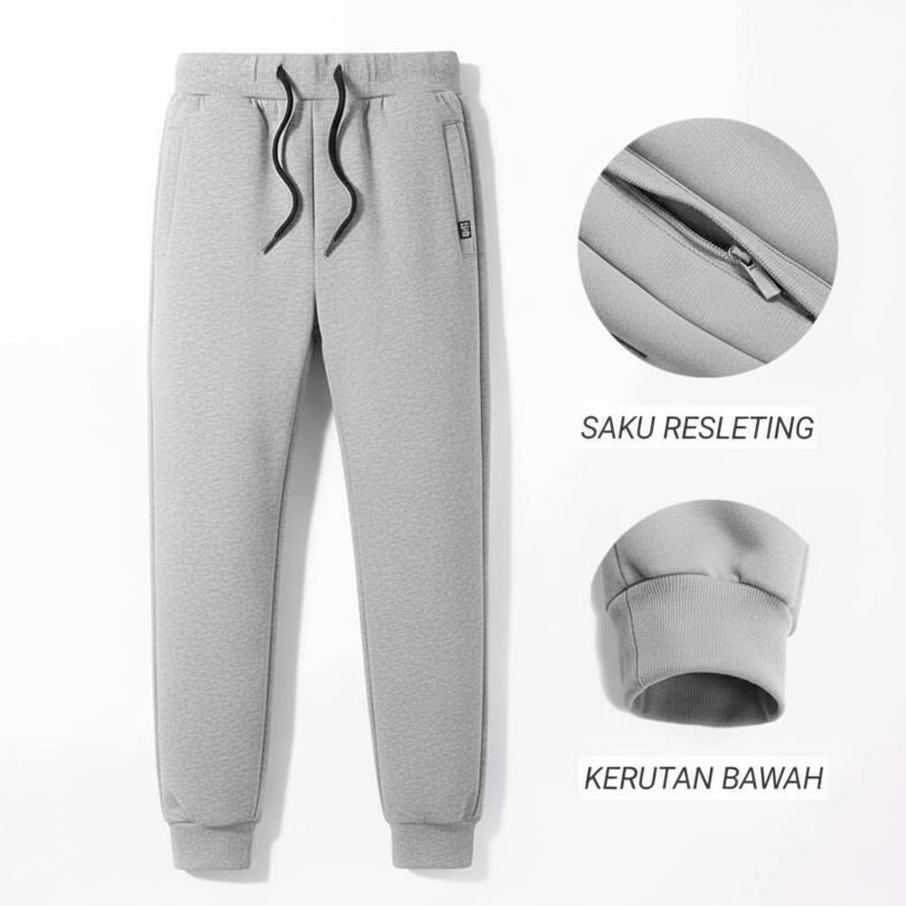 TERLARIS Promo Murah 90Ribuan Dapat 4pcs Celana Jogger Panjang Training Olahraga Saku Resleting Pria