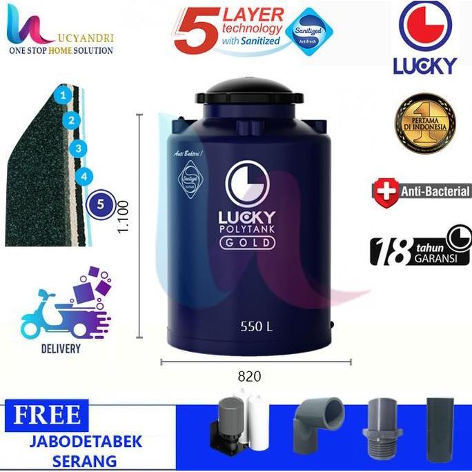 TERLARIS TANGKI AIR LUCKY GOLD ANTI BAKTERI LGAB 550 TANDON, TOREN AIR, 550 L