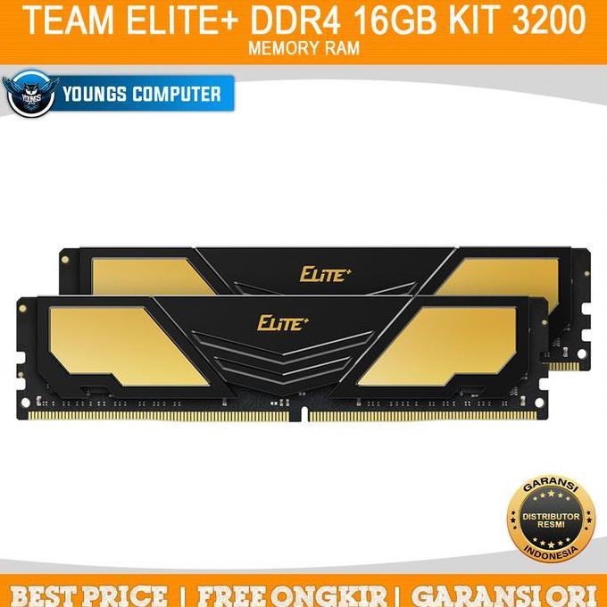TEAM ELITE+ DDR4 16GB 3200Mhz 2x8GB Kit Memory Ram PC Longdimm TeamGroup Elite Plus