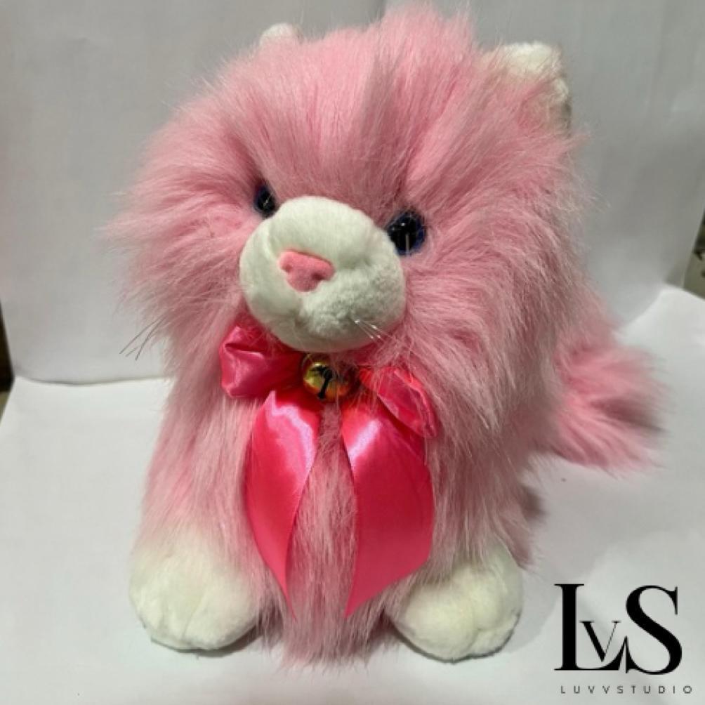 Viral  Boneka Anak Kucing Anggora Bulu Panjang Pink Jumbo 50Cm Boneka Hadiah Mainan Anak Lucu Gemoy 