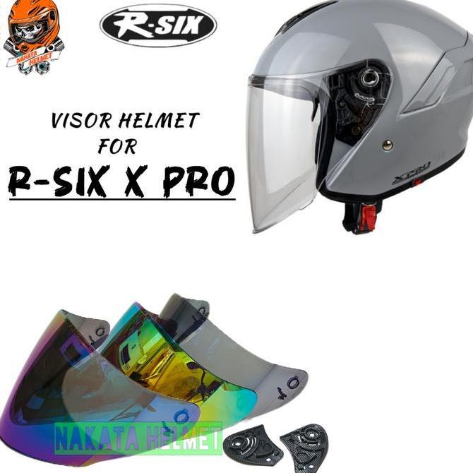 Kaca helm R-SIX X PRO flat visor helmet R SIX Xpro hitam red gold blue bening