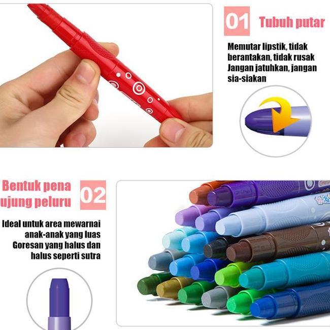 Crayon Grasp Mata Besar 243648 Warna Krayon Lembut Water Soluble Crayon Krayon Pensil Warna Lengkap