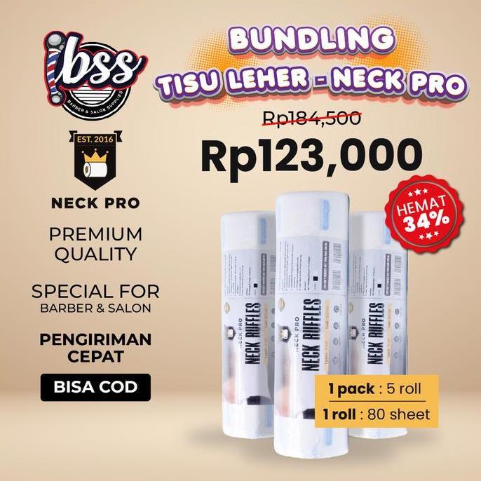 BUNDLING NECK PRO TISU LEHER BARBERSHOP PREMIUM  3 SLOP / TISU LEHER HITAM / TISU LEHER PUTIH / PAKE