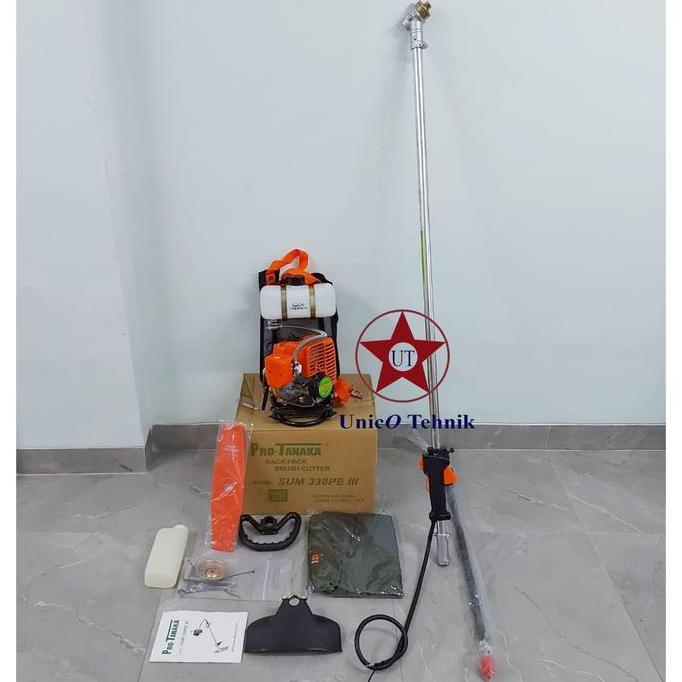 NEW MESIN POTONG RUMPUT GENDONG TANAKA PRO 338 PE III BRUSH CUTTER 2 TAK ORI