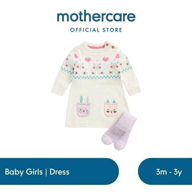 BEBAS ONGKIR - Mothercare Rabbit Dress & Tights Set - Set Bayi Perempuan (Krem)