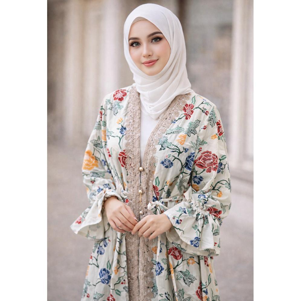 GARANSI TUNIK BATIK PUTIH TUNIK BATIK RENDA TUNIK BAJU WANITA