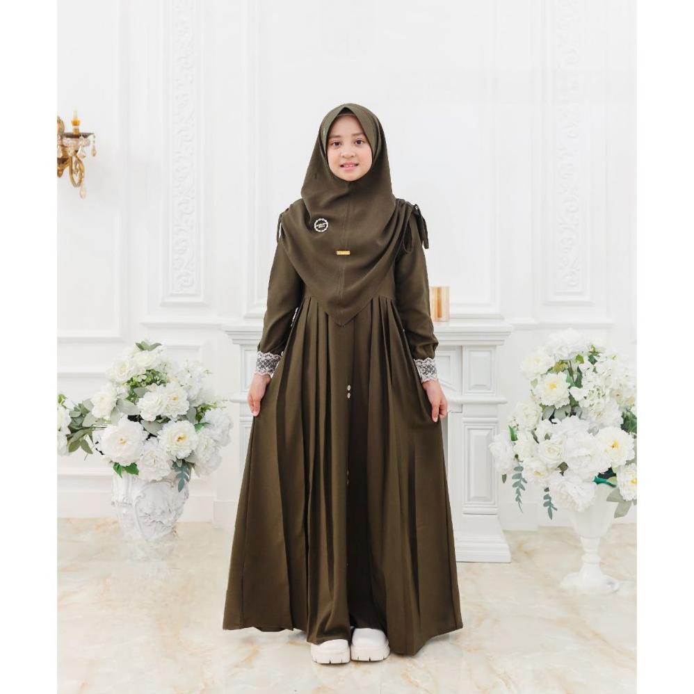 PAKET HEMAT Gamis Anak Mawwadah Syar'i Set Khimar Cringkle Airflow Premium - Fashion Muslim Anak Per