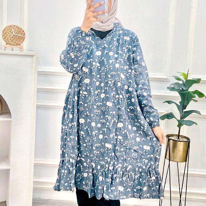 TUNIK RAYON PREMIUM JUMBO SUSUN REMPEL ATASAN RAYON VISCOSE Muslim Wanita