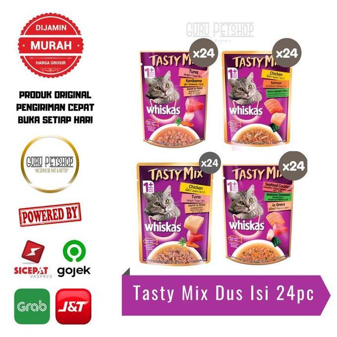 Whiskas Tasty Mix 1 Dus Isi 24 Whiskas Pouch Whiskas Makanan Basah
