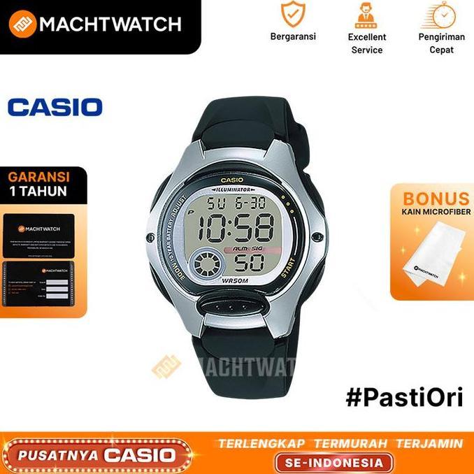 Jam Tangan Unisex Casio Standard LW-200-1AVDF LW200 10 Years Battery Life Black Rubber Band