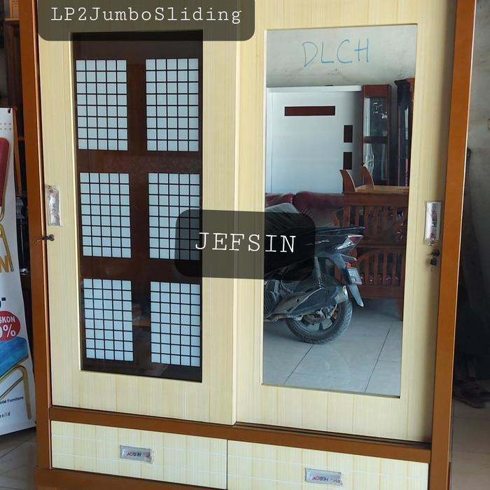 Lemari Pakaian Kayu Blockteak 2pintu Sliding Jumbo
