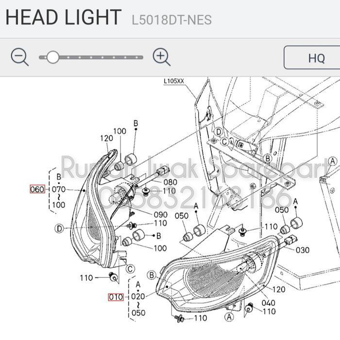 Head Light Assy RH Traktor Kubota L5018