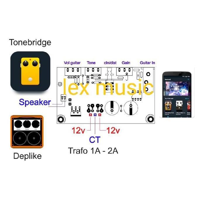 kit ampli gitar mini 15watt bisa aplikasi effek