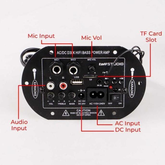 Kit Power Amplifier Subwoofer Bluetooth FM USB 35W DC 12V 24V AC 220V