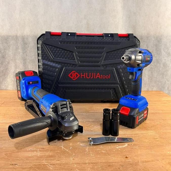 impact wrench Hujia paket hemat 2221 + 2521 gerinda cordless