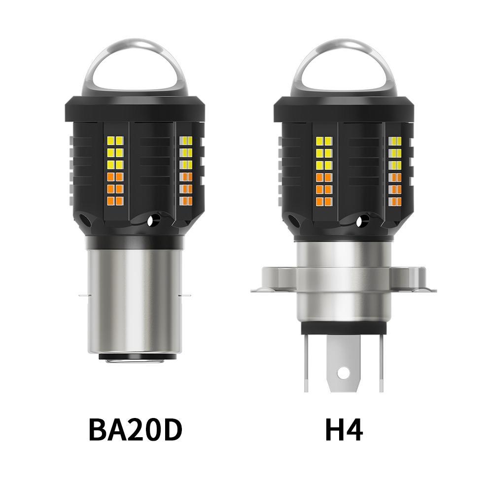 Unik Kevanly Lampu Depan Led Motor Super Terang 12V-30V Bohlam Ba20D H4 Lampu Jauh/Dekat Ba20D Lampu