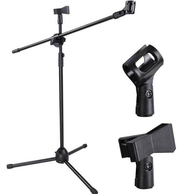 VEDORANAVA Tiang Stand Mic Tripod Holder Mikrofon Pro 2 Klip Dudukan Penjepit Mic