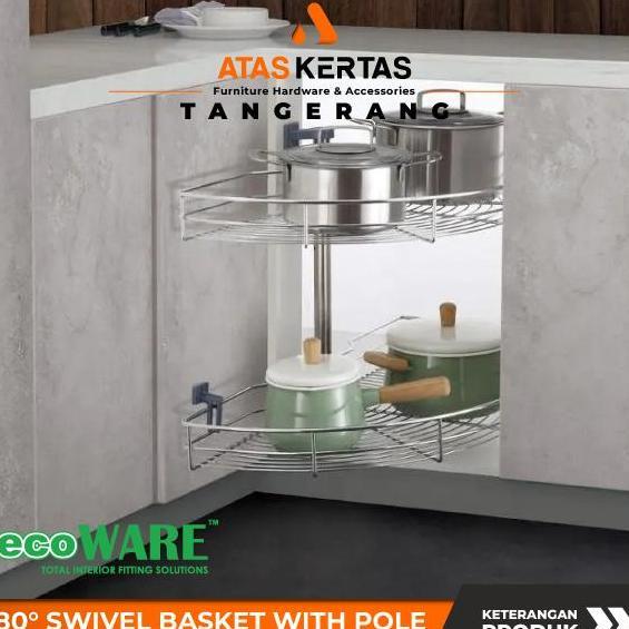 Rak Putar Kitchen Set 180 Derajat Rak Dapur Sudut Putar Stainless 180 Swivel Basket With Pole Rak Pu
