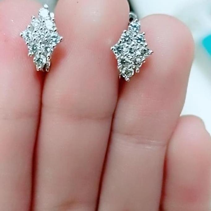 Anting jepit dewasa oval perak asli 925/silver lapisan mas putih murni