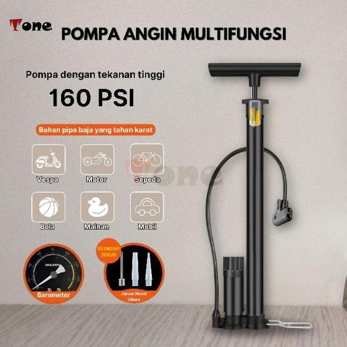 Pompa Angin Sepeda Motor Mobil Tabung Meter Black / High Pressure Pompa Angin VPR Portable Untuk ban