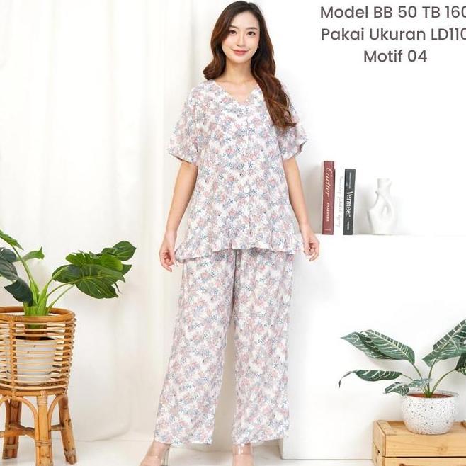 Ld110/120/130/140 Setelan Baju Tidur Setelan Baju Tidur Imlek Ld110 Ruffle Celana Panjang Rayon