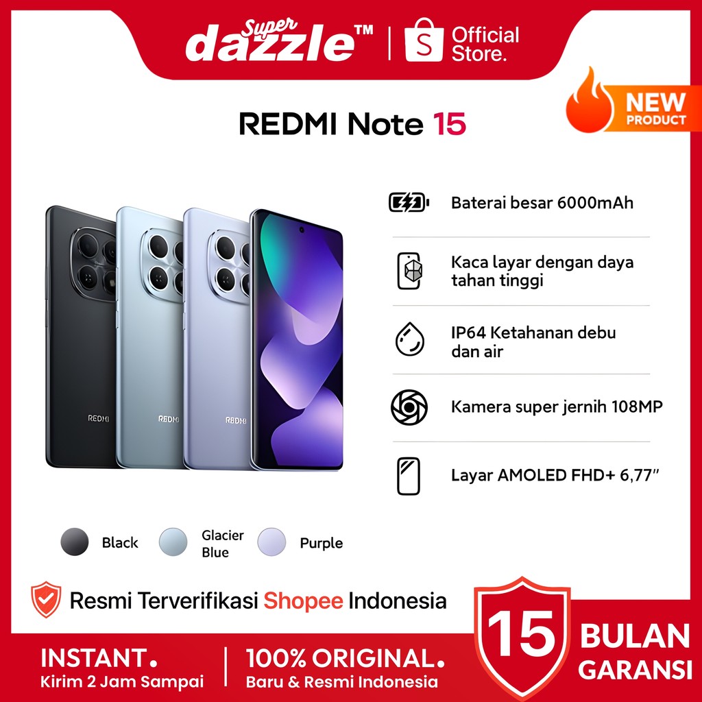 HP XIAOMI Redmi Note 15 4G LTE 8/256 8/128GB Original Resmi Official Store Ori Penerus Note 14