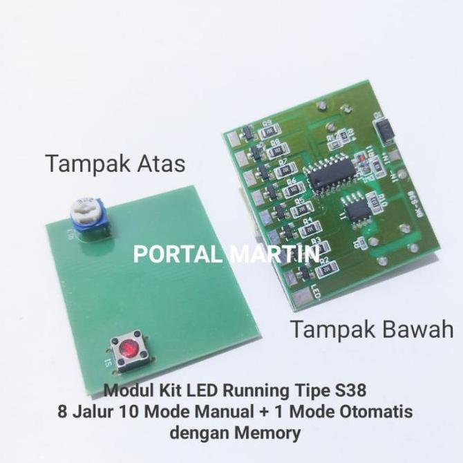 Modul LED Running S38 8 Jalur 8TR 10 Mode Kedip dengan Memory