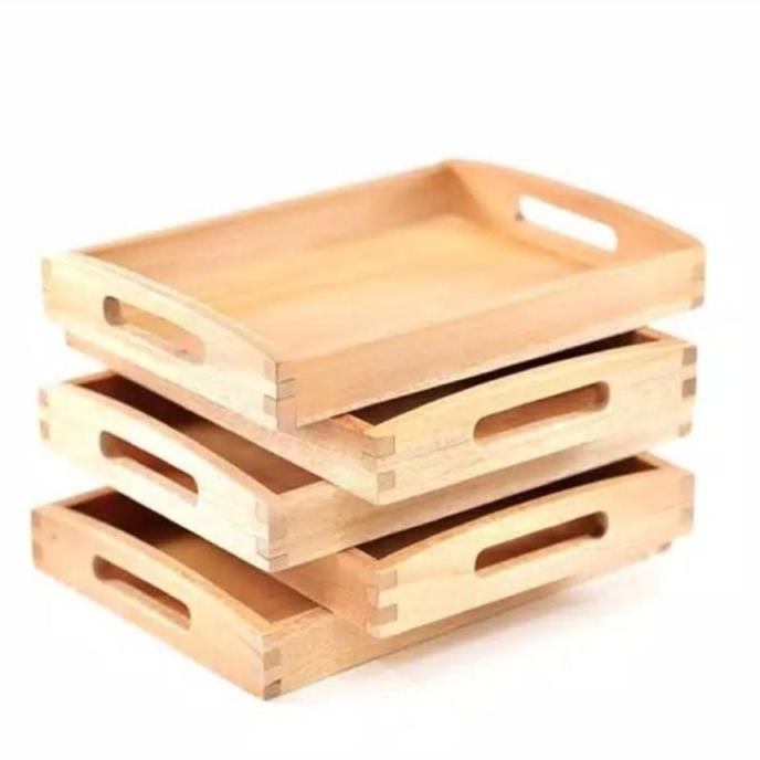 Montessori Wooden Tray - Wadah Bermain Montessori Anak