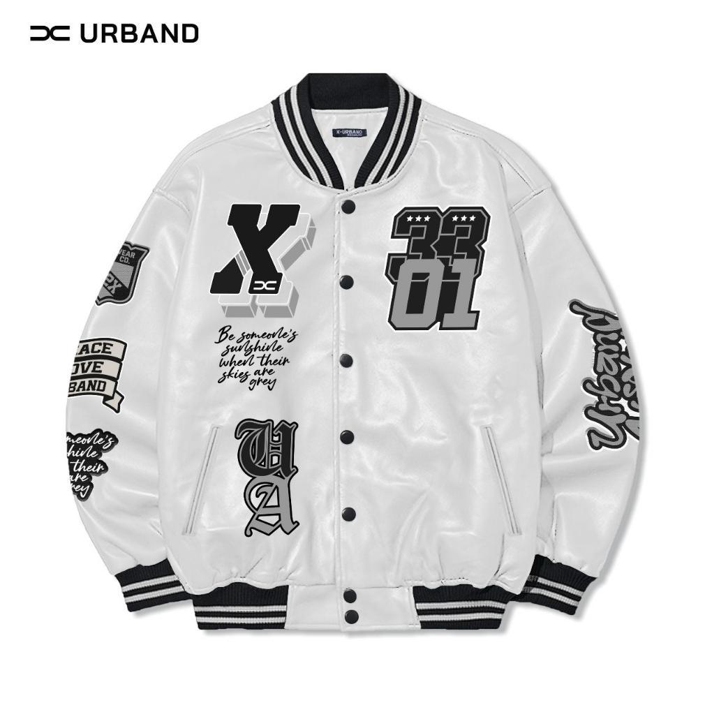 Diskon X U A  Jaket Varsity Baseball Leather Sintetis Embroidery