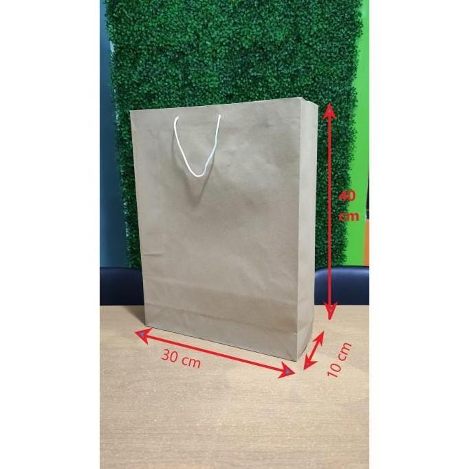 Paper Bag Coklat Polos Besar XL - 30 x 40 x 10
