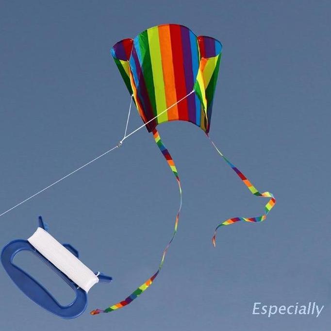 Esp Layang-Layang Parafoil Warna Pelangi Dengan Ekor Lembut Ukuran