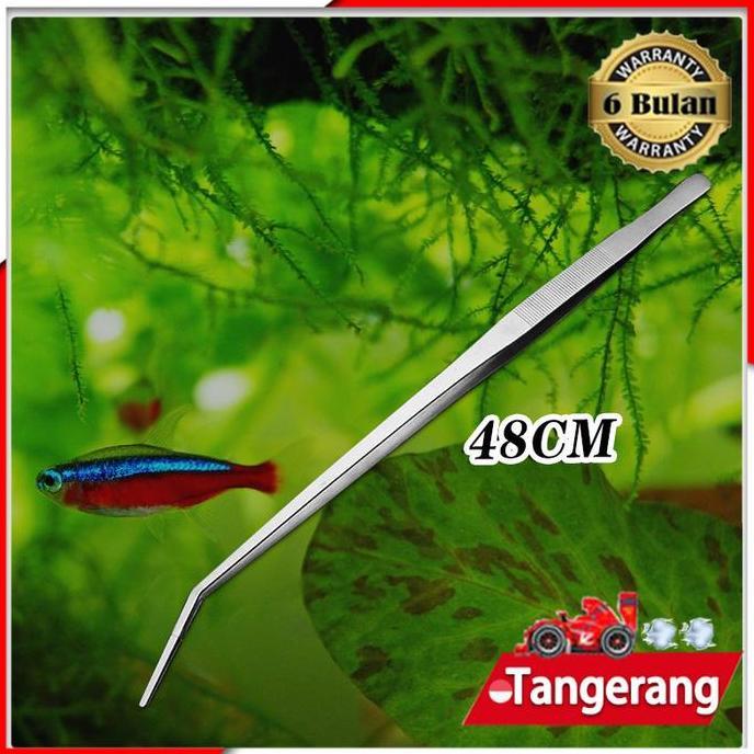 FREYAUR 48cm Pinset Aquascape Stainnless Pinset Panjang Aquarium Pinset Bengkok Aquascape