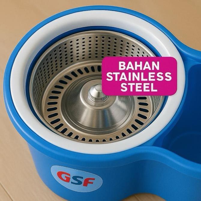 Obuyonjo- Pel Lantai Putar Pembersih Lantai Otomatis Magic Mop Set Ember Tongkat Kain Pel Q2 2623