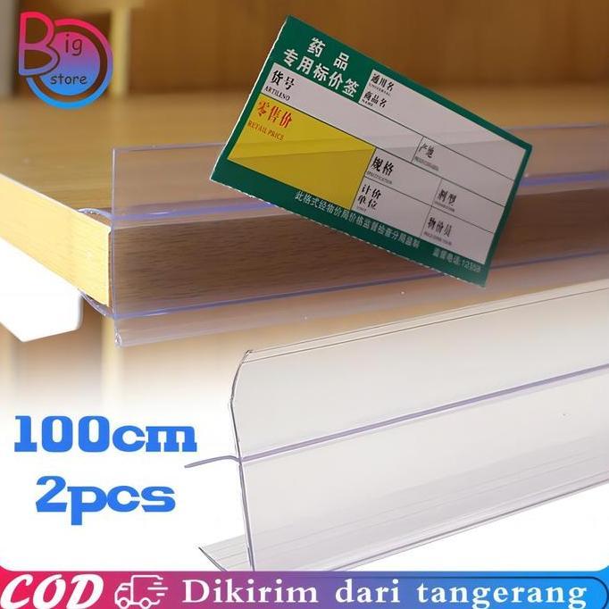 DISSORDE Isi 2pcs Price Rail Rak Minimarket 1 Meter Lis Harga Minimarket Price Card Minimarket Label